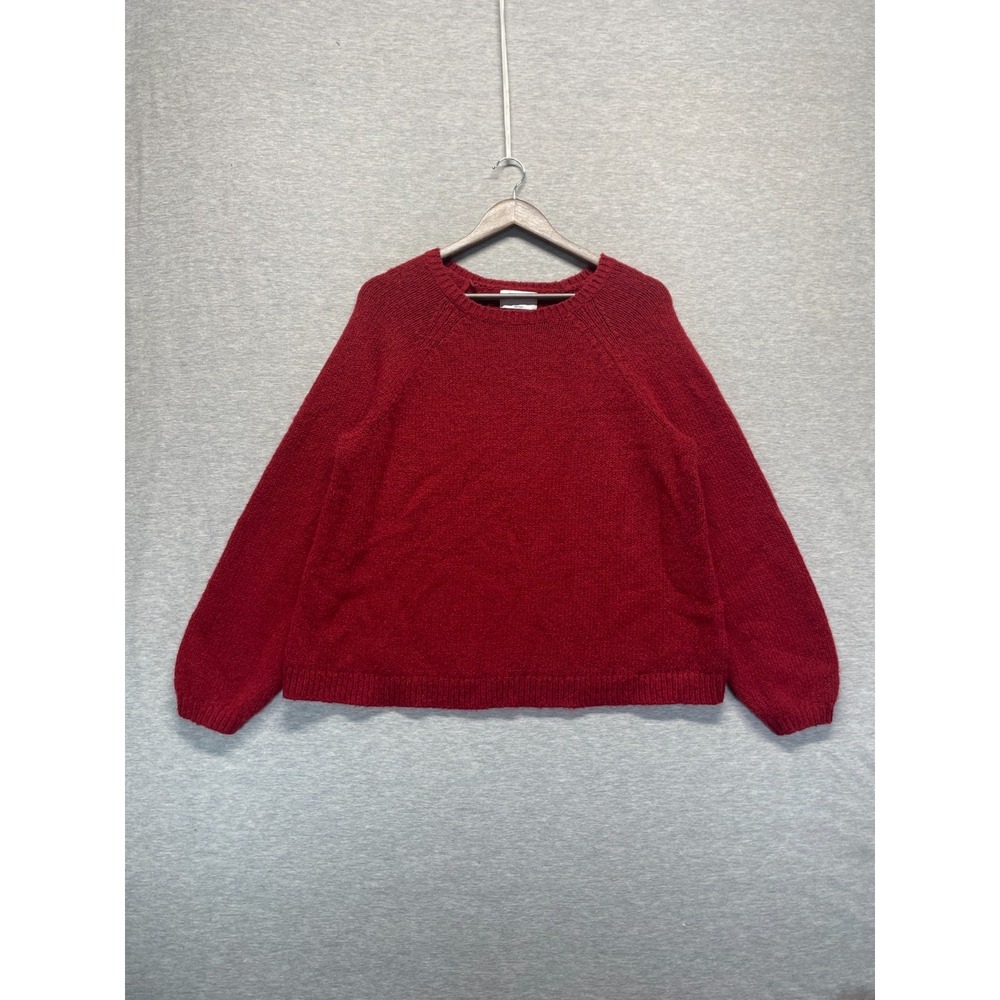 Old Navy Sweater Womens Large Red Acrylic Tight Knit Raglan Sleeve Crew Neck